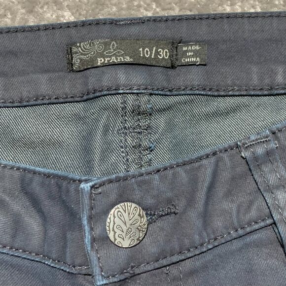 Prana Slim Straight Leg Jeans Women 10‎ Blue Pockets Waxy Stretch v43 - Picture 2 of 13